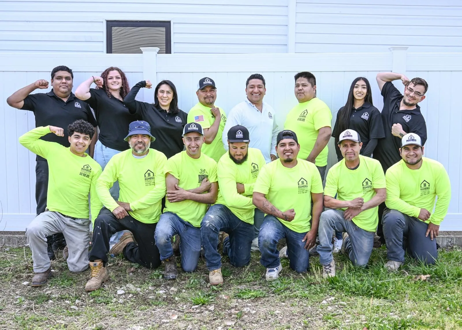 The Romero Remodeling crew together outside a job